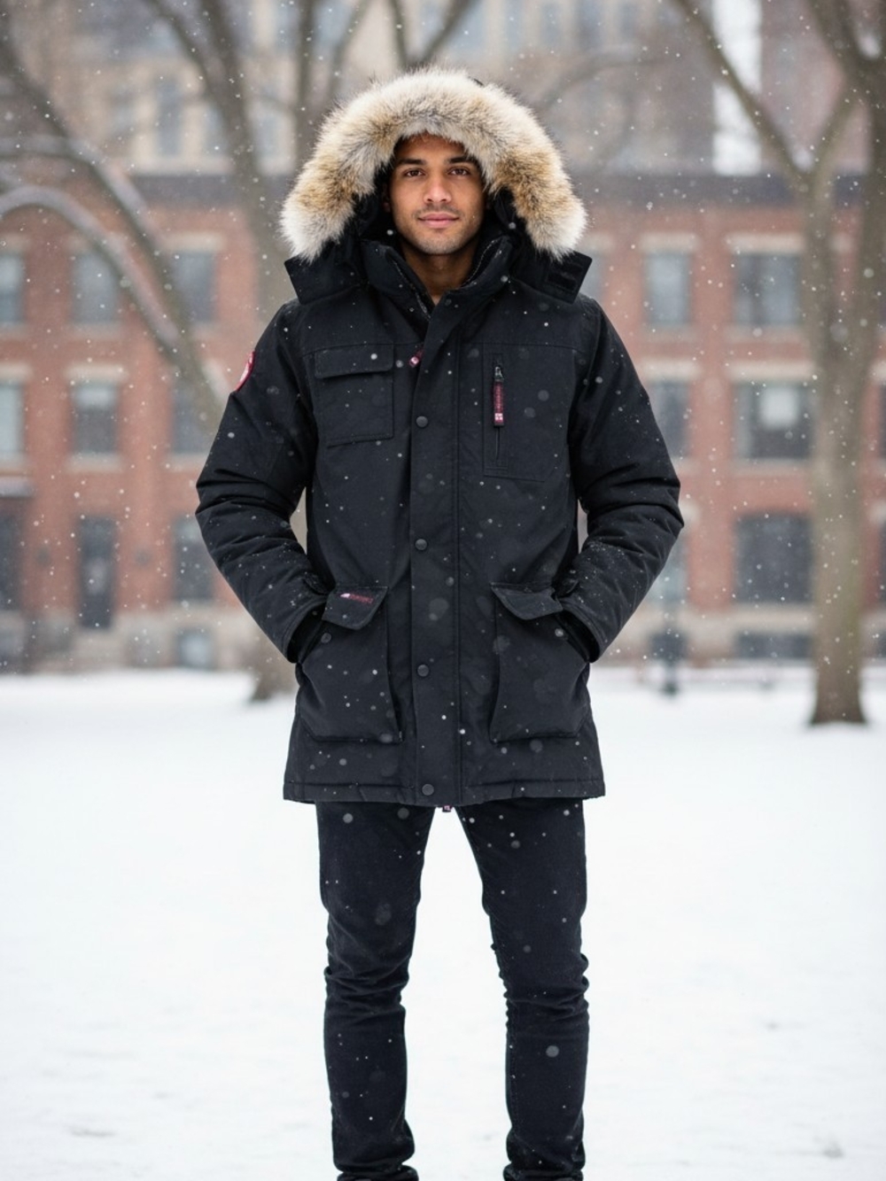 Canada Goose Black Fur-Trim Hooded Down Parka